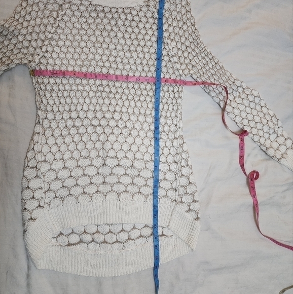 Anthropologie Moth Openwork Cream Ivory High-Low Sweater size XS - Picture 3 of 6
